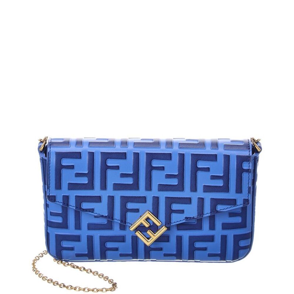 Fendi Ff Diamonds Leather Wallet On Chain